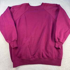 Vintage 80s Hanes Activewear Blank Raglan Crewneck Sweatshirt Pink XL Made in US